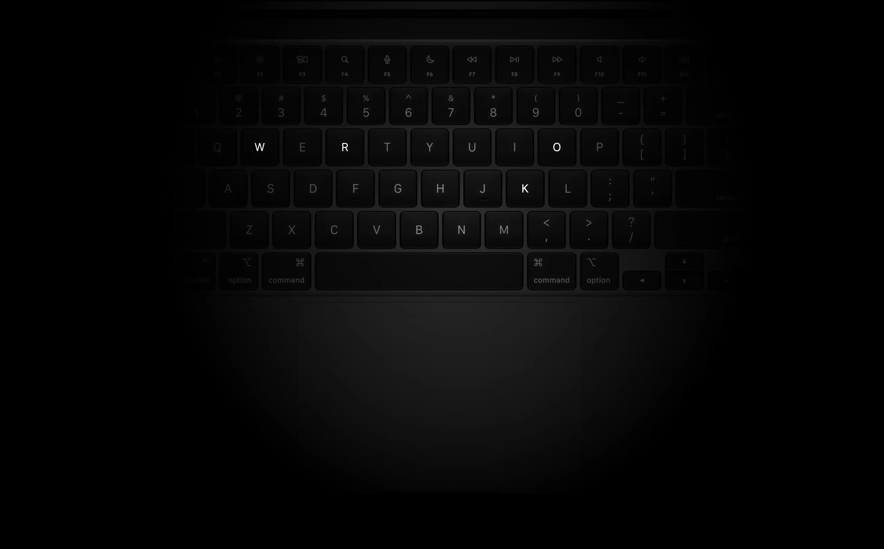 Mac keyboard displaying the letters for 'Work' highlighthed
